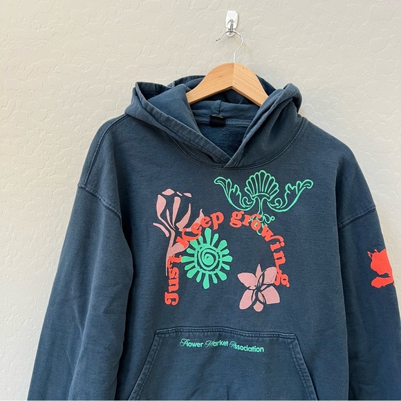 Urban Outfitters Just Keep Growing Hoodie Sweatshirt Blue - Picture 6 of 9